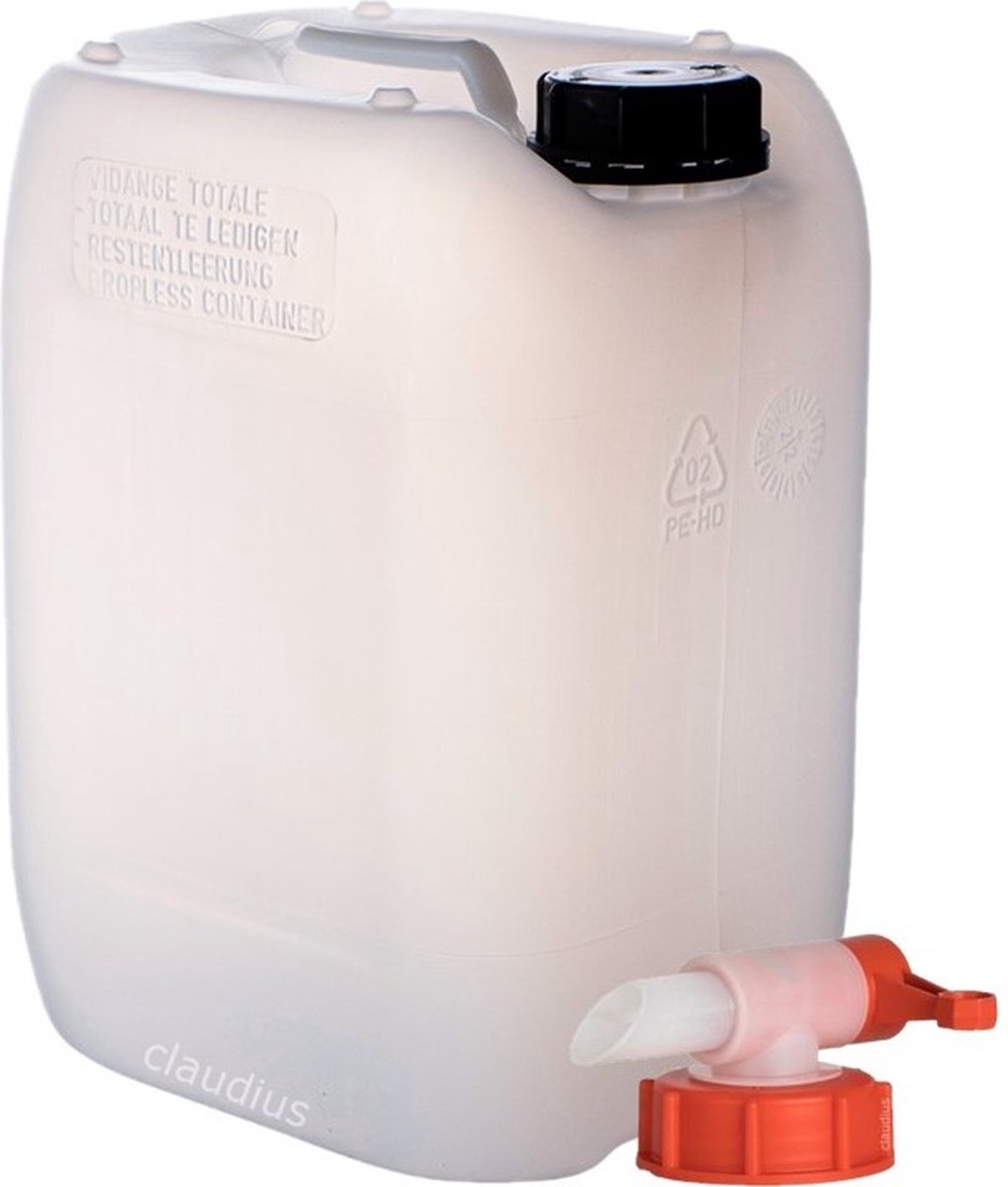 Jerrycan 10 liter | met kraan | geschikt voor water | UN gekeurd | benzine | handig stapelbaar | food grade | inclusief dop | totaal te legen | noodpakket