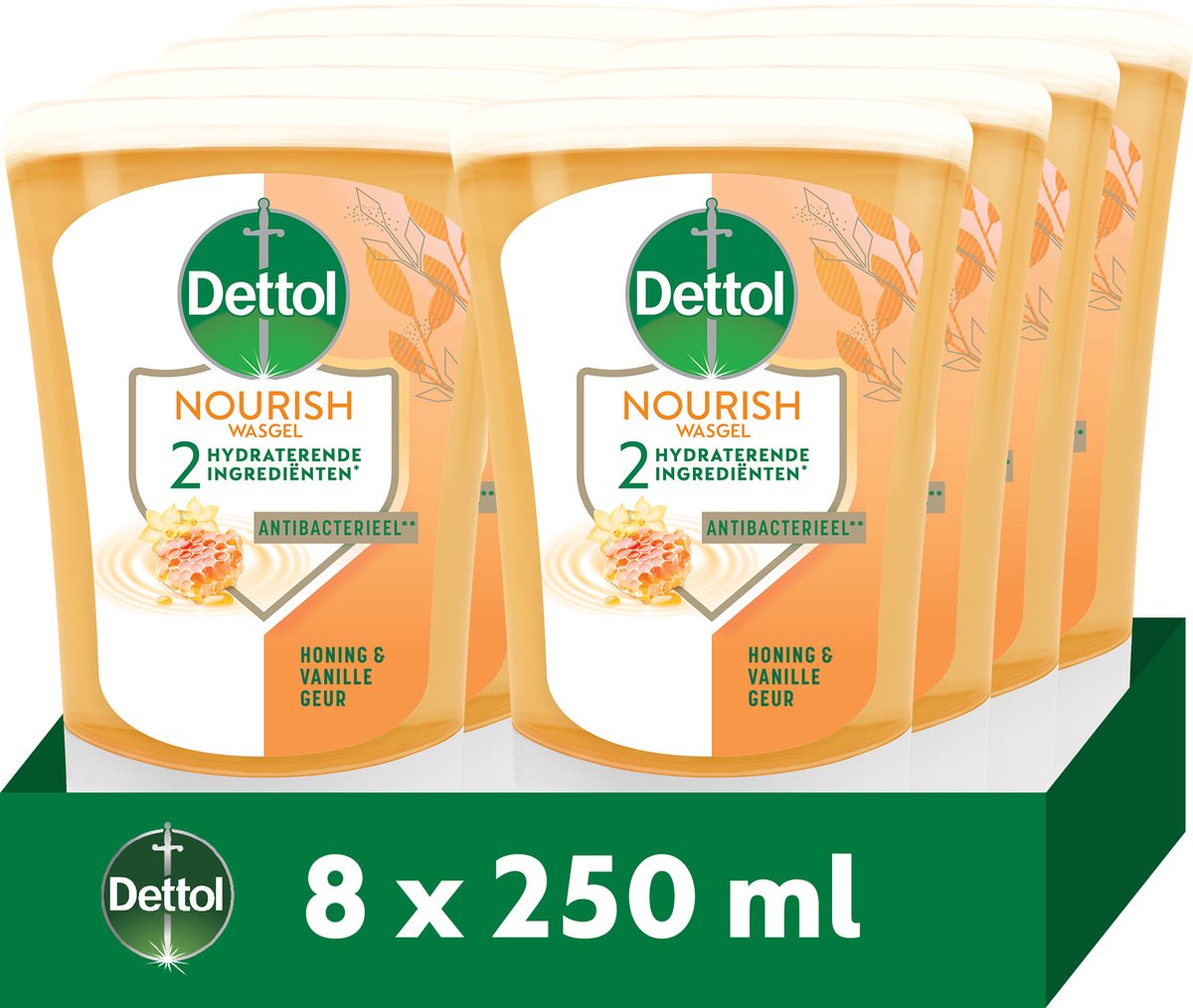 Dettol No-Touch Refill Extra Care Honey & Sheabutter 250ML x 8