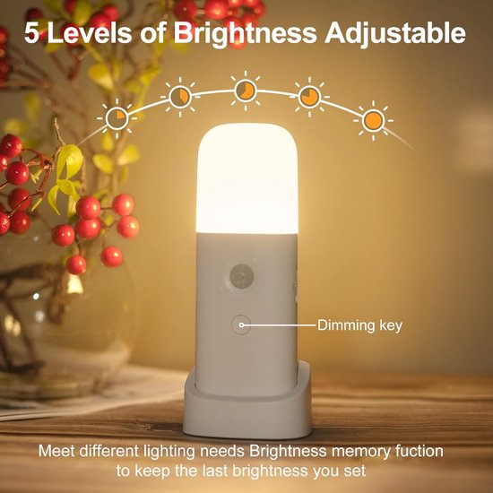 KCVV 1pc LED Bewegingsmelder Nachtlampje- USB Oplaadbaar Dimbaar Multifunctioneel LED Licht-Draagbare Bewegingsgeactiveerde Nachtlampje Voor Woonkamer Slaapkamer Gang-warm licht van KCVV — afbeelding 3