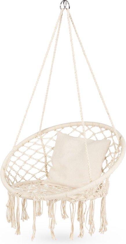 Outtec® Hangstoel XXL met Kussen - tot 150 kg - Binnen & Buiten - Hangmand, Schommel voor Tuin, Terras, Balkon - Boho