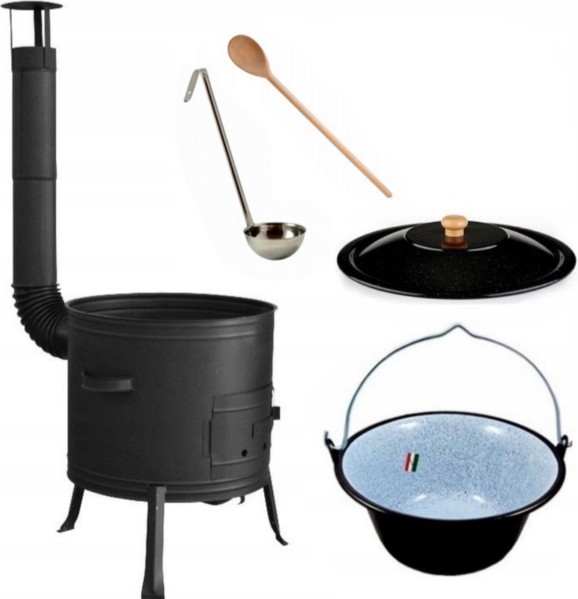 Buiten kookkachel - set 14liter. BUITEN KEUKEN! Houtkachel, HONGAARSE ketel 14L met deksel!!! BBQ Kookpan Terras kachel. Hongaarse ketel 14l