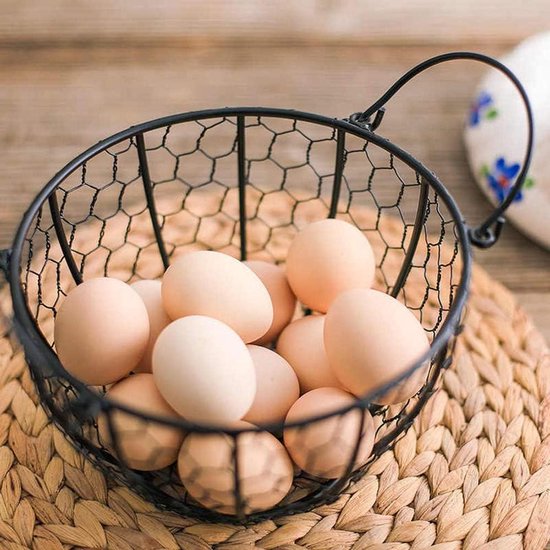 Eiermanden voor eieren, metalen boerderijstijl fruit draagmand - hoge capaciteit keuken opslag organisatie voor eieren, knoflook, aardappelen, tomaten, fruit, groenten