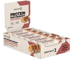 Body & Fit Protein Bar Crunchy - Knapperige Eiwitreep - Proteïne Repen - Mokka Karamel - 540 gram (12 Eiwitrepen)