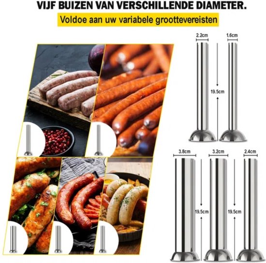 Worstenvuller deluxe - 5L - Worstmaker - Worstmachine - RVS van Merkloos — afbeelding 4