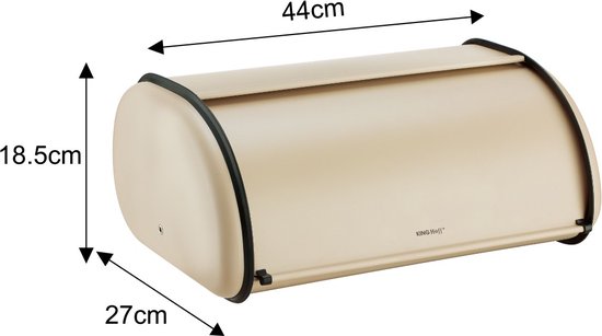 Kinghoff 1866 - Grande boîte à pain - Acier inoxydable - Crème - Rétro - 44 x 27 x 18,5 cm