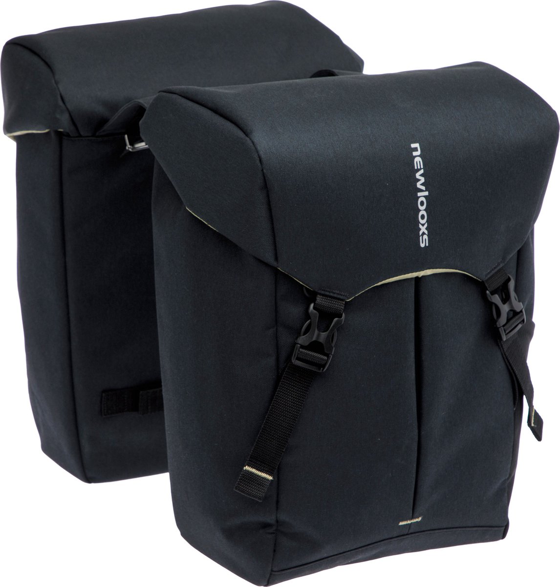 New Looxs ® Sports Double - Dubbele Fietstas - Geschikt voor elke Bagagedrager - Bevestiging met Riempjes - Waterdicht door Regenhoes (inclusief) - 40 Liter - Zwart