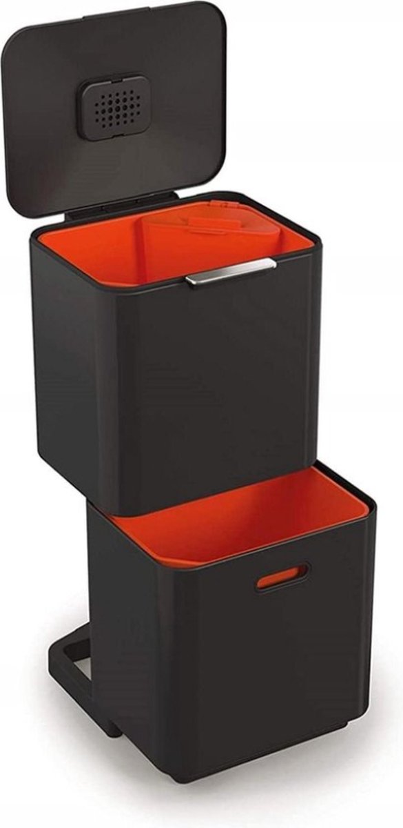Goedkoopste Totem Max 60 liter afvalscheiding recycling keuken afvalemmer geurfilter verwijderbaar Voedselafval bak Zwart - Grote Capaciteit vuilnisbak 60 liter