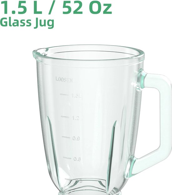 Ariqo Blender Smoothie - Blenders - Keukenblender - Sapcentrifuge - Juicer - Incl. 1.5L & 0.6L Flessen - 1300W - 3 Standen van Ariqo — afbeelding 4