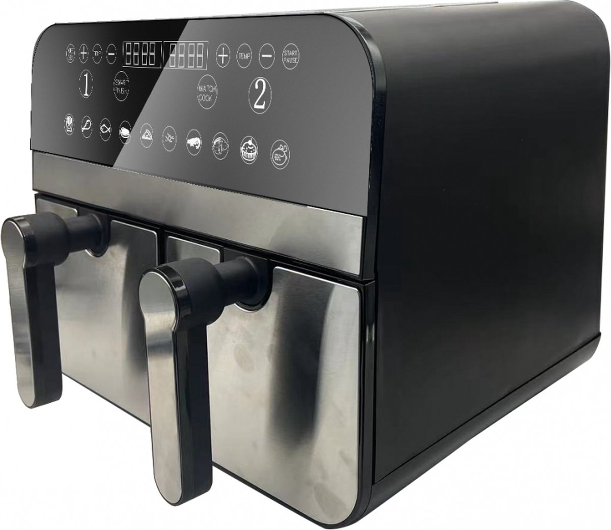 Afbeelding 2 van Comfy Nest Dubbele Airfryer XXL - CN-AFD45NS - 2400W - Duo Airfryer - 9L - Zwart/Zilver