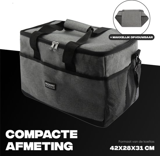 Rockerz Plein air - Sac isotherme - Lunch Bag 30 litres - Grijs - Incl 2 éléments de Éléments de refroidissement