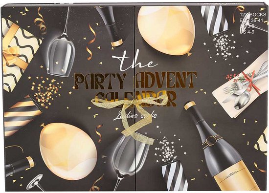 Adventkalender dames - Borrel - 12 Paar sokken - Maat 36/41 - adventskalender 2024 - adventkalender - adventkalender volwassenen