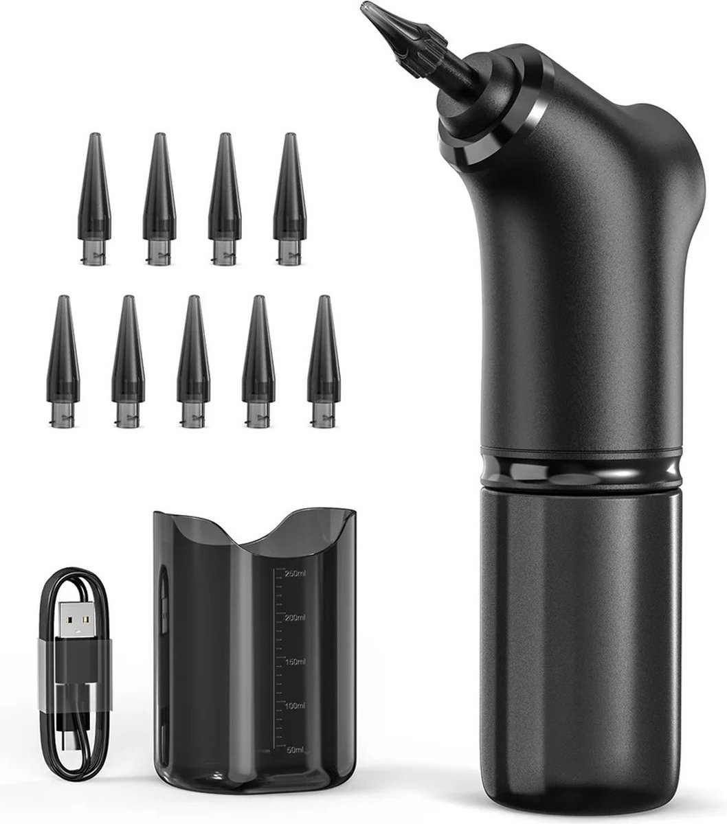 Goedkoopste Carlovo Oorreiniger - Oorspuit - Oorsmeer Verwijderaar - Ear Cleaner - Water Irrigatie - Inclusief 9 Dopjes - USB - LED - Werktijd Van 7 Uur - Zwart