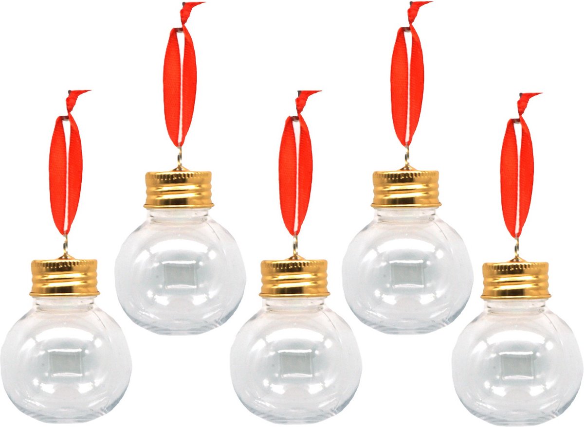 Stern Fabrik kerstballen vulbaar -voor likeur/drank/vloeistof - 6x -50 ml - kunststof -6cm