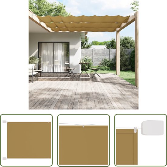 The Living Store Paravent de balcon vertical - 60 x 1000 cm - Beige waterproof et résistant aux UV