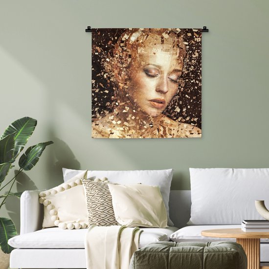 Wandkleed 60x60 cm - Wanddoek Vrouw - Abstract - Kunst - Wandtapijt - Wandkleden