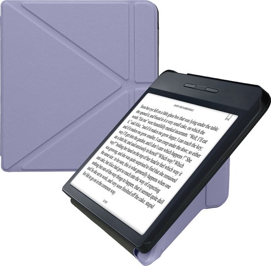 Étui pour liseuse kwmobile adapté à la couverture Kobo Libra H2O - Étui à rabat pour liseuse avec support - Housse pour liseuse en cuir artificiel - Lavande
