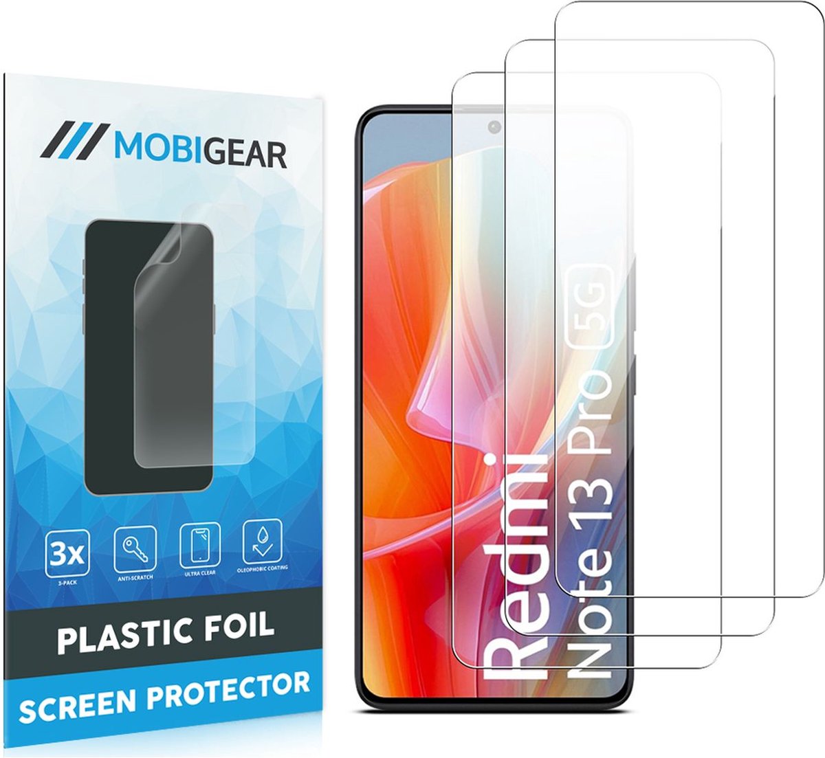 Mobigear Screenprotector geschikt voor Xiaomi Redmi Note 13 Pro 5G | Mobigear Screenprotector Folie (3-Pack)