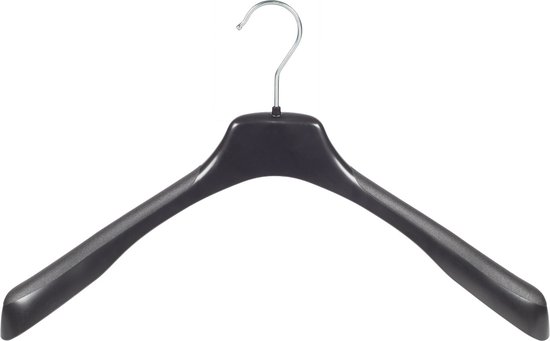 RSR Hangers Kleerhangers 20 stuks kostuumhangers 2-delige jashanger colbert EU 45 cm zwart met broekbrug | blazer | kunststof | 360° draaibare haak | anti-slip | zwart | brede schouders