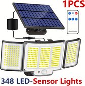 Solar Buitenlamp met Bewegingssensor - Zonne lampen tuin - Solar Wandlamp met Sensor - Zonne-energie - 348 LED's - IP65