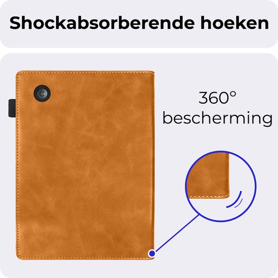 Hoesje Geschikt voor Kobo Clara Colour Hoesje Leer Luxe Bescherm Case Met Screenprotector - Hoes Geschikt voor Kobo Clara Colour Leren Hoes Book Cover - Bruin van Hoesje  — afbeelding 5