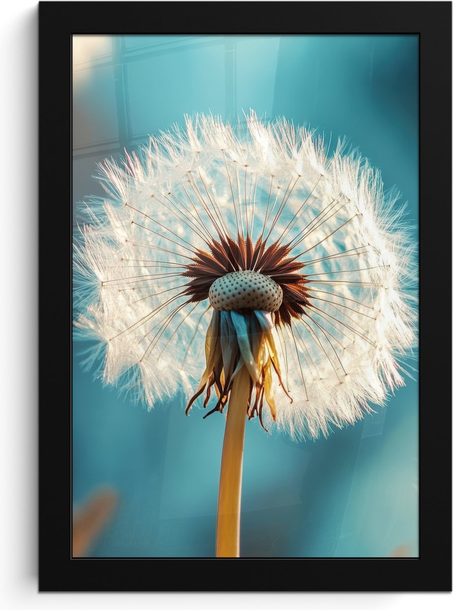 FrameYourWall Poster in lijst - Fotolijst 20x30 cm - Posters - Paardenbloem - Natuur - Bloemen - Blauw - Posterlijst zwart - Decoratie - Wanddecoratie woonkamer - Muurdecoratie slaapkamer