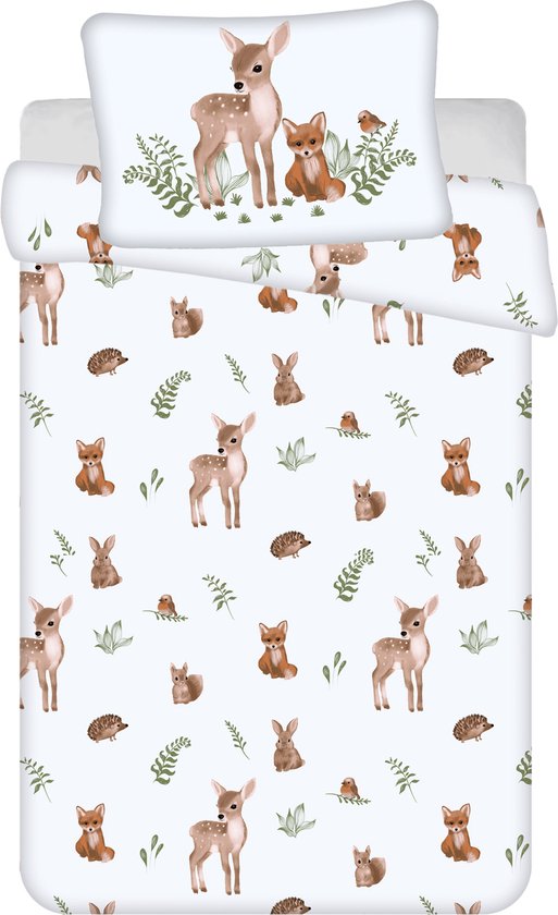 Foto: Animal pictures baby dekbedovertrek bosdieren 135 x 100 40 x 60 cm katoen