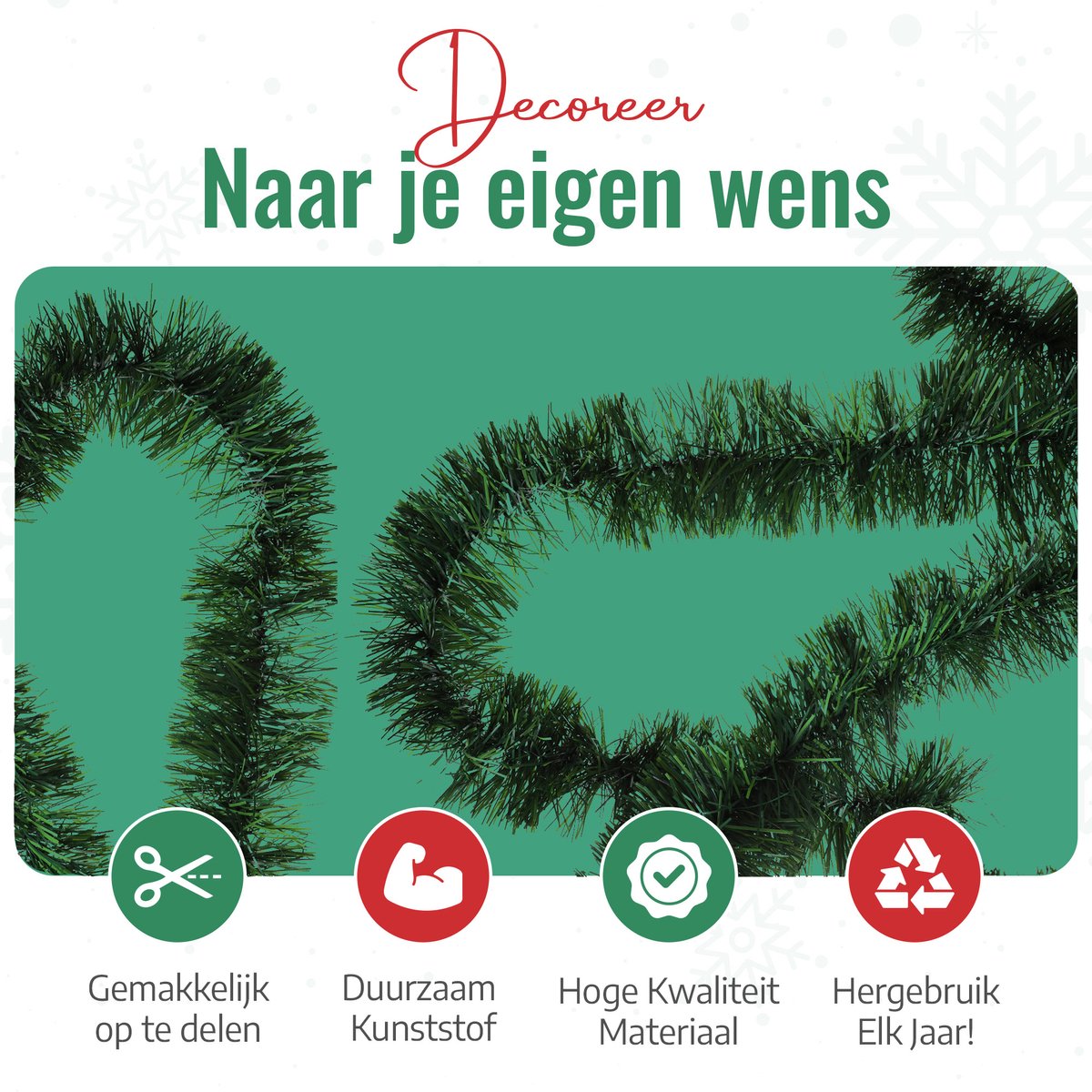 Meisterhome® - 10 Meter - Kerstslinger Kerstguirlande Kerstversiering Guirlande Kerstdecoratie - PE materiaal - Extra vol - Lengte 1000 cm – foto 3