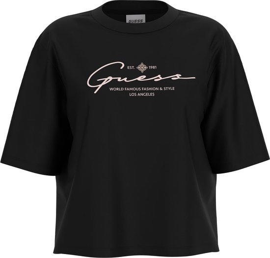Guess Signature Boxy T-Shirt Dames - Jet Black - Maat M