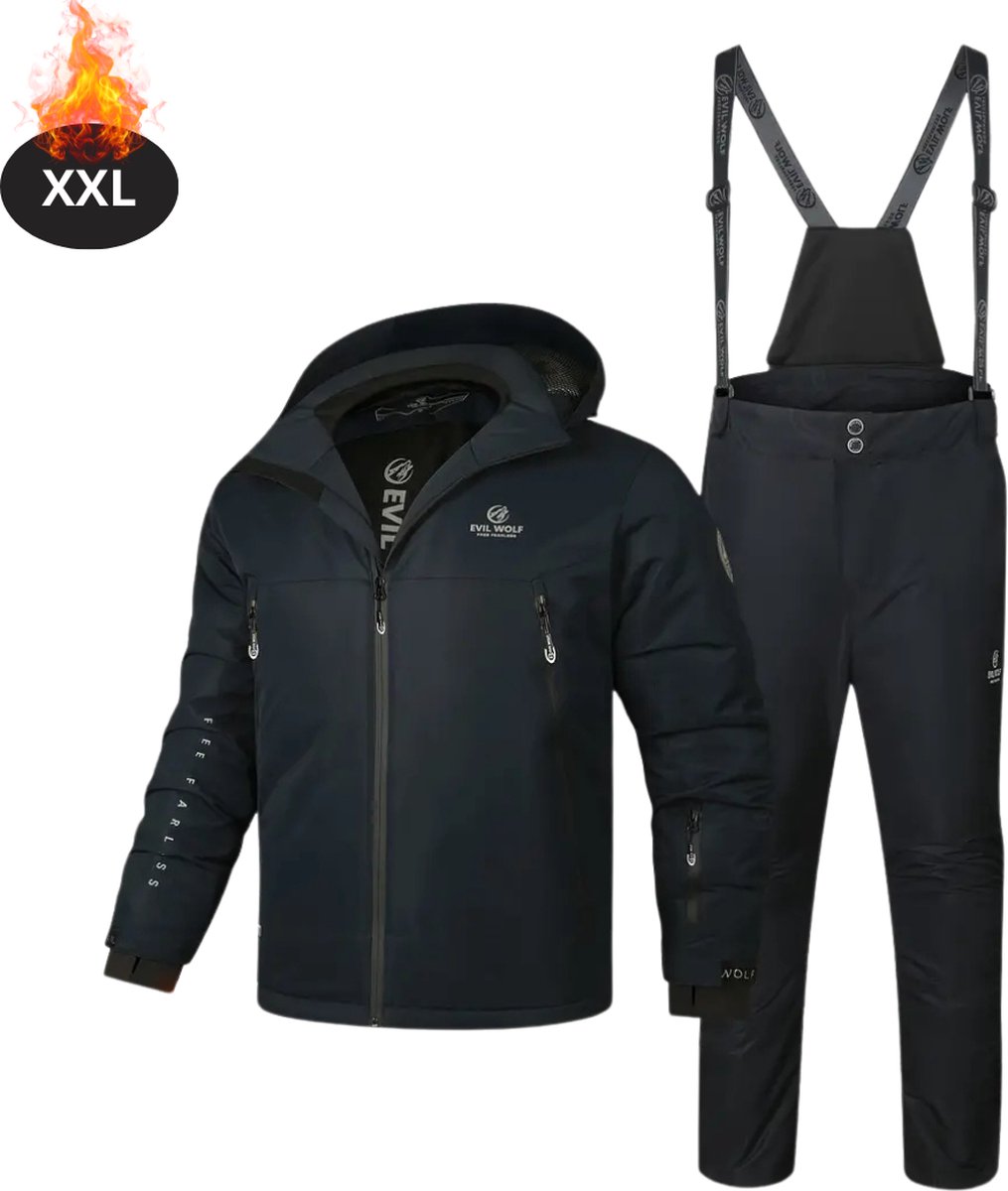 Livano Skipak SkiBroek Skijas Ski Suit Wintersport Heren 2-Delig Donkergrijs