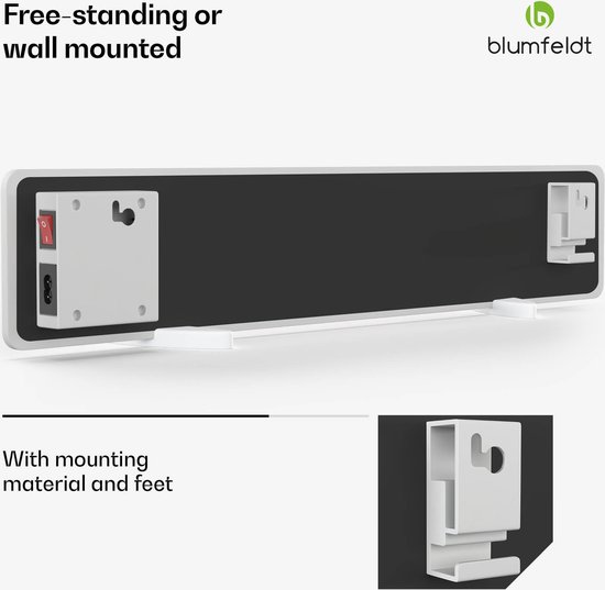 Blumfeldt Infraroodverwarming - 50 W - Wandmontage en vrijstaand - Keramische behuizing - Ip24 - Energiezuinig - Infrarood wandverwarming - Wit
