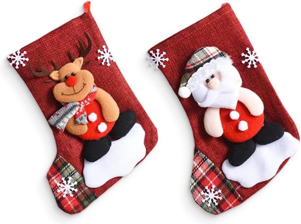 Kerstkous motief - sneeuwpop kerstboom hanger decoratie 2 stuks