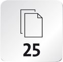 Symbool met 2 overlappende papieren en het getal 25