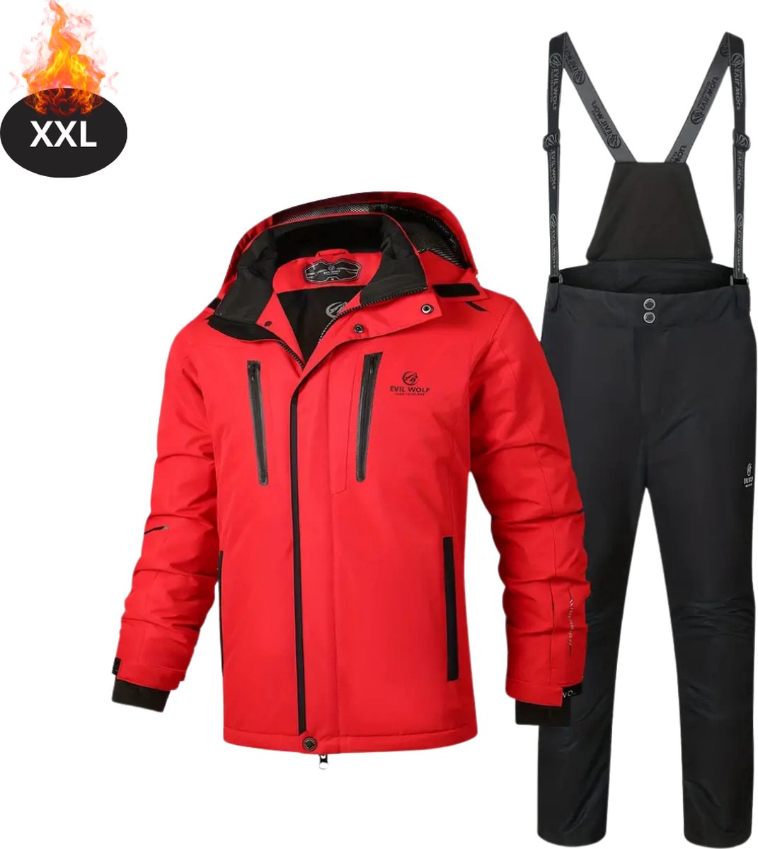 Livano Skipak SkiBroek Skijas Ski Suit Wintersport Heren 2-Delig Rood