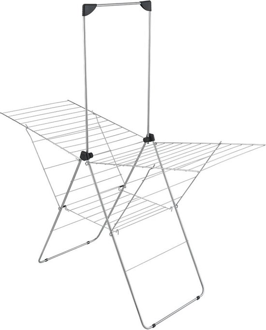 Tomado - Droogrek Vento Plus - 30 meter drooglengte - Zilvergrijs - 5 jaar garantie - vleugels in hoogte verstelbaar - extra stang voor kledinghangers