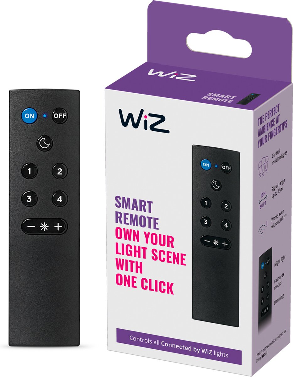 Bol.com WiZ Afstandsbediening - Bedien je Slimme Verlichting Eenvoudig Zonder App - Werkt op Batterijen aanbieding