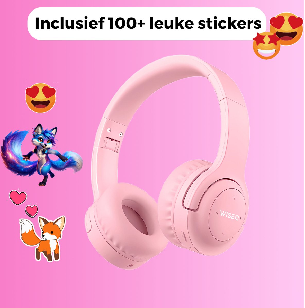 WiseQ Hero Koptelefoon Kind Bluetooth 38 uur Roze - afbeelding 3
