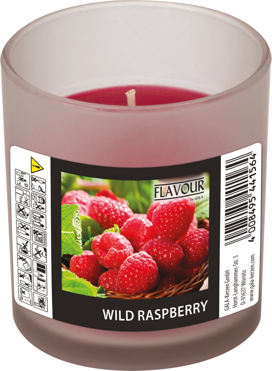 Conpax Candles geurkaars - raspberry geur - rood - 8 branduren - in glas - aroma kaars Lichtrood