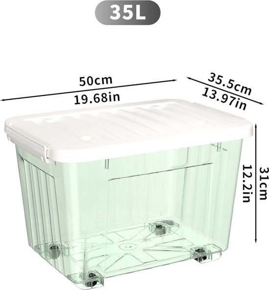 Cetomo 35L*3 Plastic Opbergdoos, Draagdoos, Organiserende Container Met Duurzaam Deksel En Veilige Sluitgespen Stapelbaar Nestbaar 3pack Wit 753274546