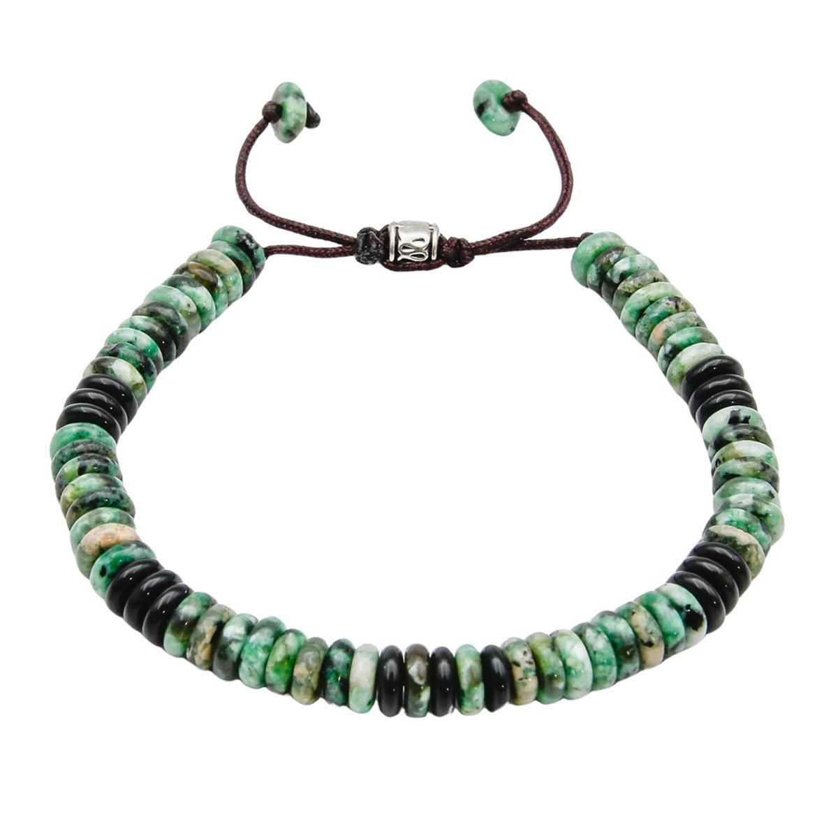 Marama - armband Jaspis Green Forest - damesarmband - edelsteen - groen - verstelbaar - one size fits all - vegan waxcord