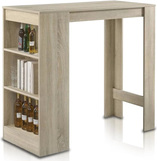 Bartafel Visby met 3 planken 70x70x110 cm wit en eiken