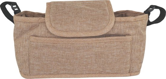 Foto: Organizer tas voor hondenbuggy beige stijlvol praktisch en waterbestendig ruime opbergruimte veilige klittenbandriemen en elastisch vak voor drankjes capaciteit 2 kg