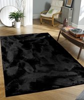 Bol.com Flycarpets Amalfi vloerkleed Zwart - Hoogpolig wasbaar Fluffy en Zacht - 160x230 cm aanbieding
