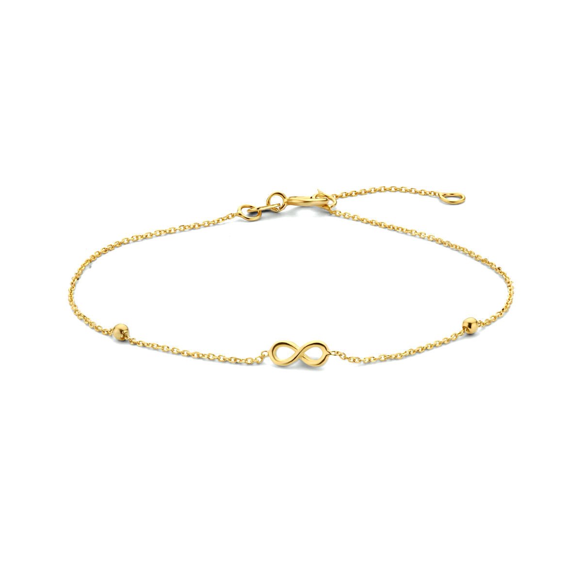 14K Geelgoud Armband Infinity En Bolletjes 16 - 17,5 - 19 Cm 4028191