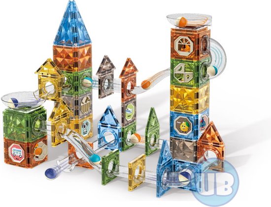 Magnetic Tiles - knikkerbaan 156 delig - Magnetische bouwblokken