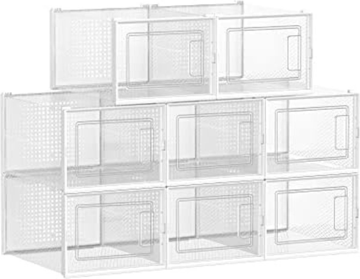 Solacis Schoenen Opbergsysteem - Schoenen Organizer - Schoenenbox - Schoenen Opbergen - Must Have In Huis! Transparant + Wit