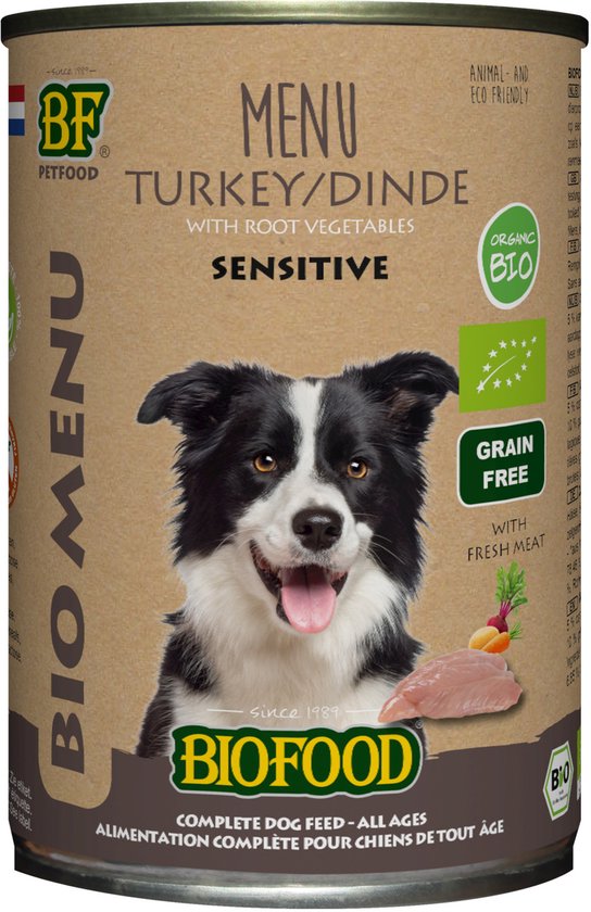 Biofood Organic - Biologisch Hondenvoer Natvoer - Sensitive Kalkoen - 400 gr NL-BIO-01