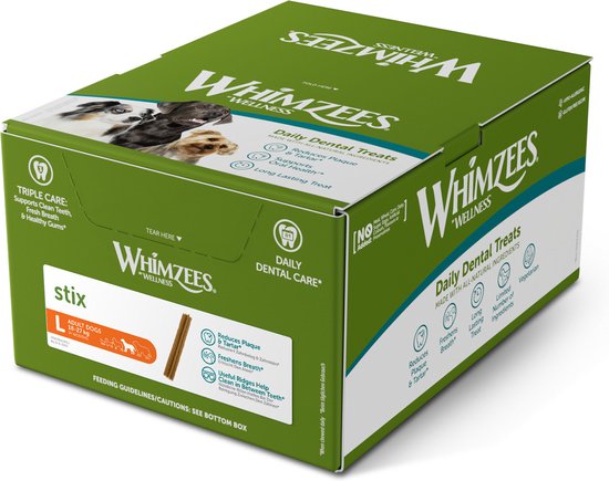 WHIMZEES Tandenborstels M, Maandvoorraad, 30 Stuks – Maat M, Kauwsnack voor Middelgrote Honden, Natuurlijk & Graanvrij, Vegetarisch, Zonder Toegevoegde Suiker