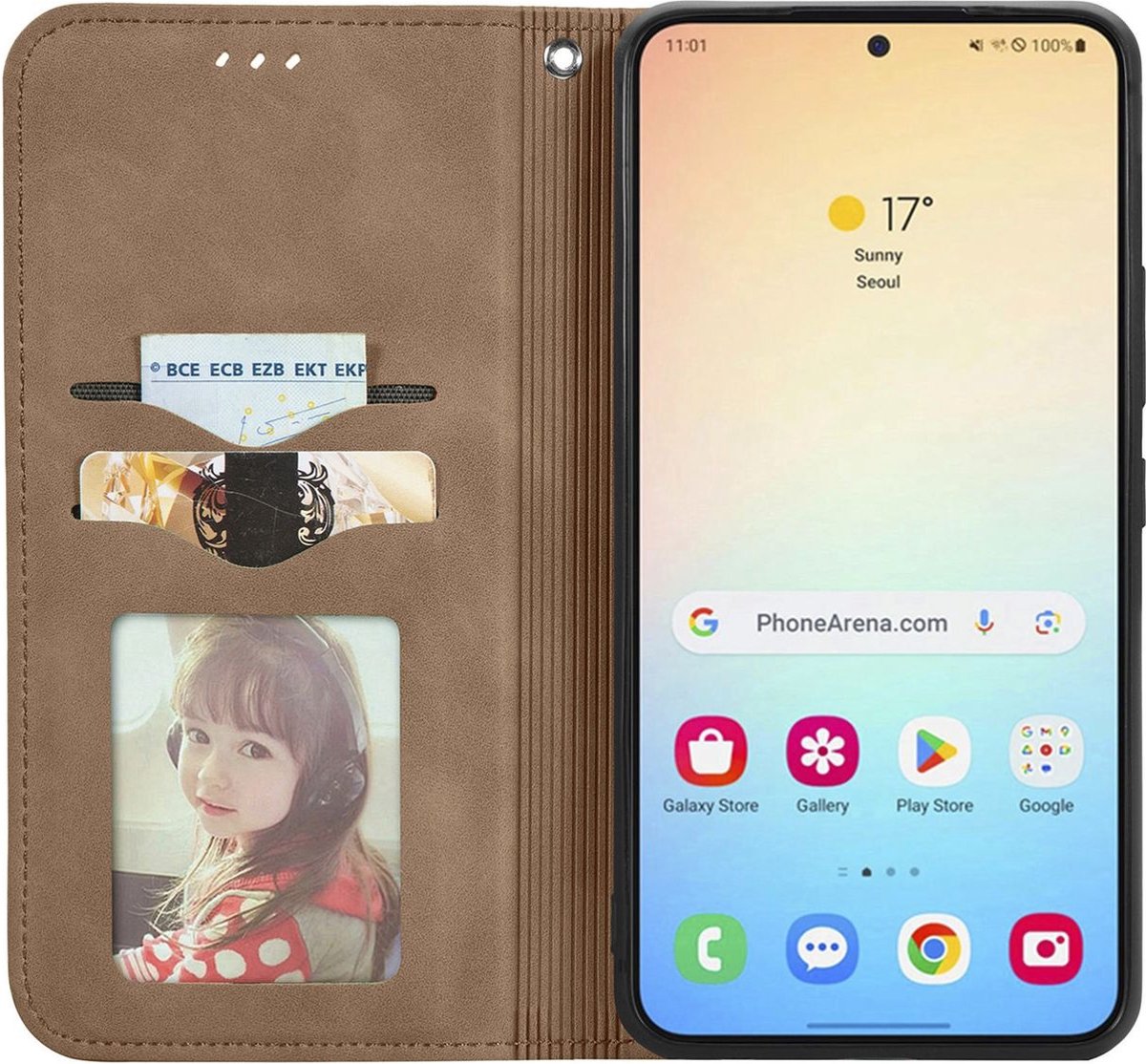 Mobigear Telefoonhoesje geschikt voor Samsung Galaxy S25 Plus Hoesje | Mobigear Retro Slim Bookcase Portemonnee | Pasjeshouder voor 2 Pasjes | Telefoonhoesje voor Pinpas / OV Kaart / Rijbewijs - Bruin