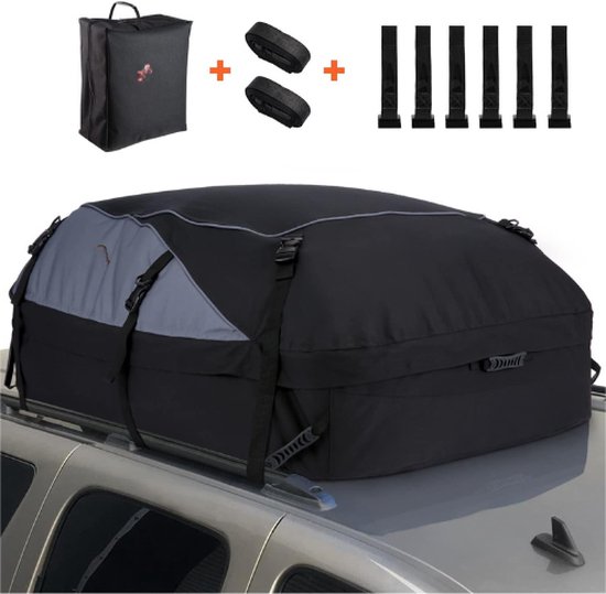 Sailnovo Autodakkoffer – 420 Liter – Opvouwbaar – Waterdicht 1000D – Met 8 Riemen En 4 Deurhaken – Voor Alle Auto’s Met/zonder Drager