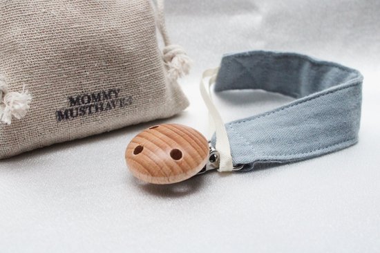 Speenkoord - katoen - Blauw - houten knop - fopspeen - accessoires baby - speenketting - baby - kraamcadeau - stof - speenkoord jongen - speenkoord meisje - speenkoord katoen van Merkloos — afbeelding 3